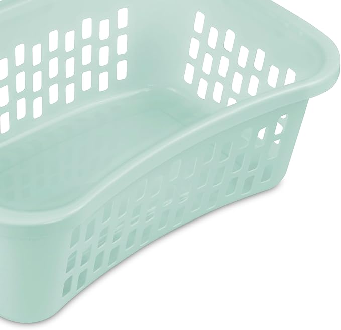 Sterilite 12 Pack HipHold Laundry Basket, Plastic Rectangle Clothes Hamper with Comfort Grip Handles & Reinforced Rim, 1.5 Bushel Capacity, Mint