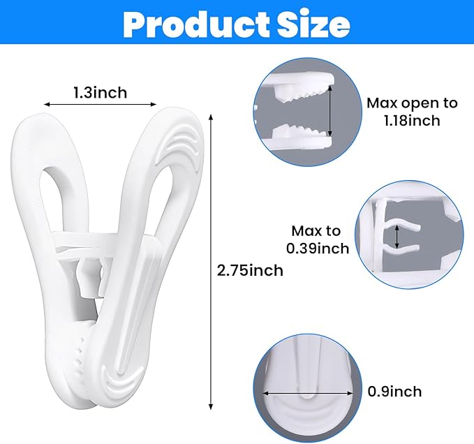 100 Pack White Hanger Clips Multi-Purpose Baby Hanger Clip, Plastic Clothing Clips for Socks, Hats, Food Chip Bags and Notes