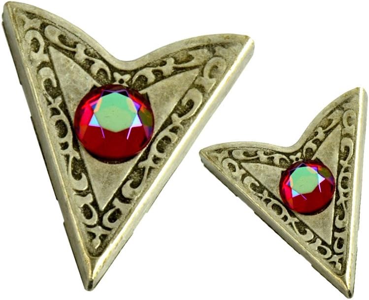 Red Gem Collar Tips - Silver Finish - Western Collar Tip - Dress Shirt Collar Stays - Collar Stays for Men & Women