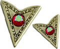 Red Gem Collar Tips - Silver Finish - Western Collar Tip - Dress Shirt Collar Stays - Collar Stays for Men & Women