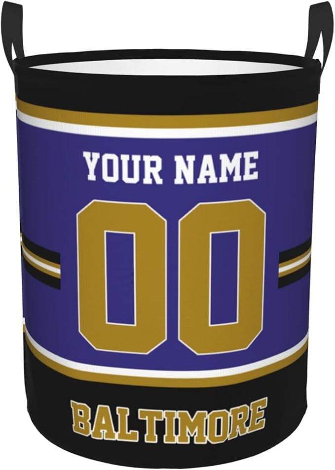 Custom Baltimore Laundry Hamper Personalized Laundry Basket Customized Name And Number Collapsible Storage Basket for Bedroom Bathroom Living Room Gifts