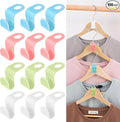 100 PCS Hanger Connector Hooks, Space Saving Cascading Hanger Hooks for Closet Organization, Heavy Duty Plastic Hanger Clips, Blue White Pink Green