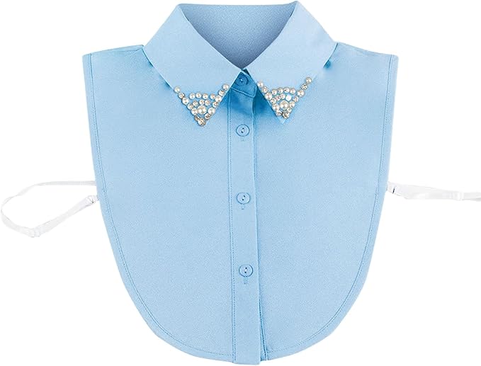Chiffon Beading Half-Shirt Blouse Detachable Lace Fake Collars Dicky Collar Faux Collar for Women Girls