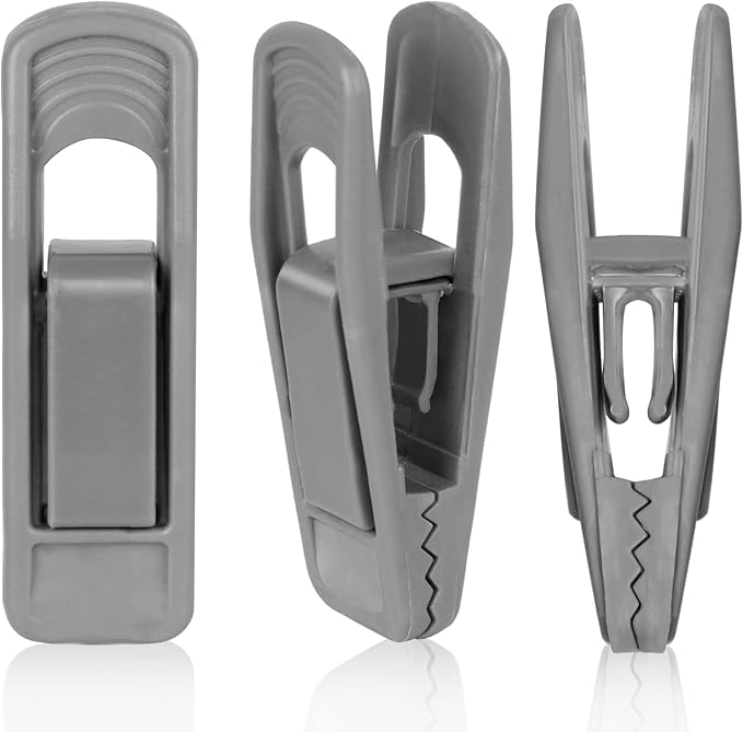 Tinfol Grey Pant Hanger Clips 80pc, Multi-Purpose Finger Clip, Strong Pinch Grip Plastic Clips for Slim-line Clothes Hangers