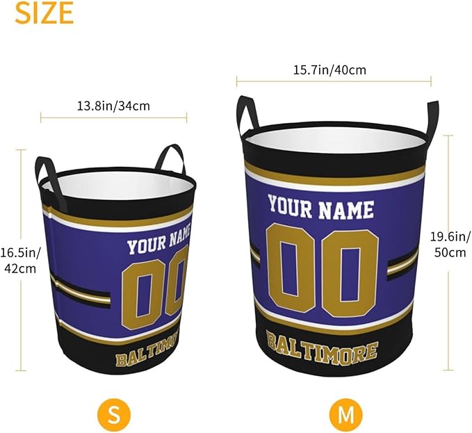 Custom Baltimore Laundry Hamper Personalized Laundry Basket Customized Name And Number Collapsible Storage Basket for Bedroom Bathroom Living Room Gifts