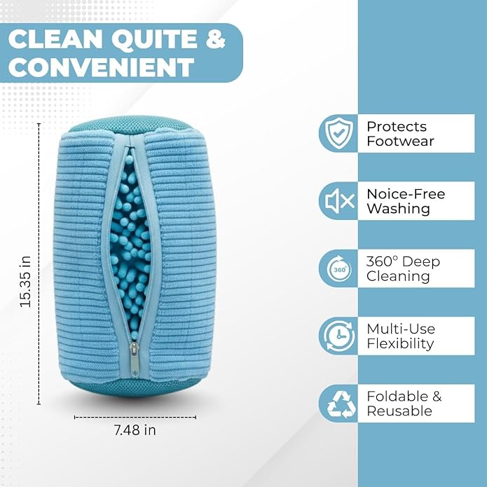1Pc Shoe Washing Machine Bags kit – Reusable Mesh Laundry Bags for Washer & Dryer with 2 Shoe Trees & Cleaning Brush, 360° Deep Clean Shoe Cleaner Bags for Sneakers & Trainers