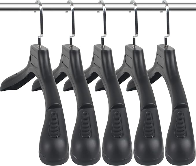 DEDU Suit Hangers for Men 40 Pack, Extra Wide Suit Hanger Non Slip Width 17.7", Thick Plastic Coat Hangers Black with Metal Hook