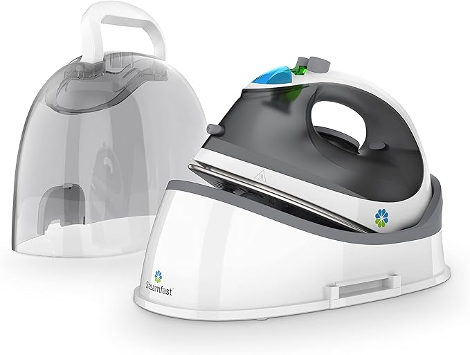 Steamfast SF-760 Portable Cordless Steam Iron, With Carrying Case, Non-Stick Sole Plate, White