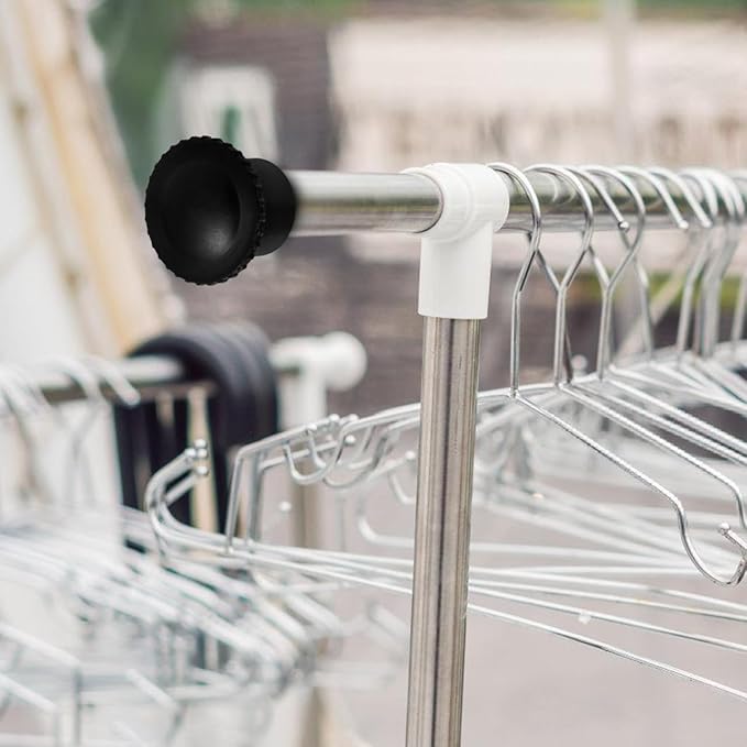 2pcs Black Clothes Rack End Caps Rod Stoppers Clothes Hanger Accessories for 26-28mm / 0.79-0.87in Diameter Drying Racks Easy to Install and Lightweight