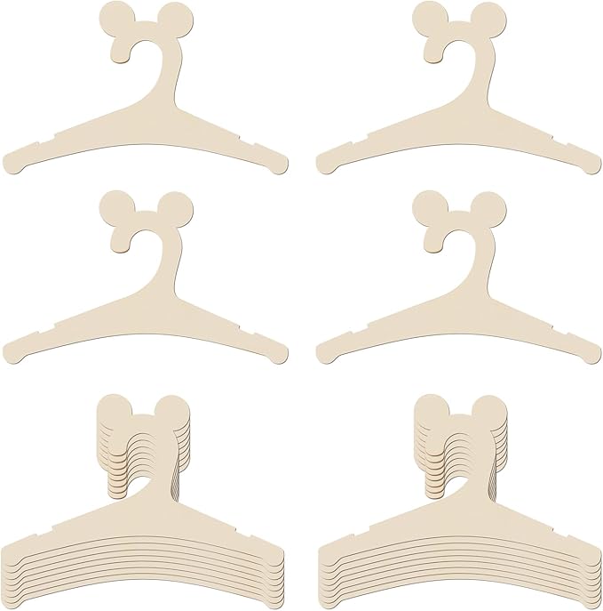 20 Pack Wooden Baby Hangers with Cute Mouse Ears for Newborns & Toddlers, 9 Inch Kids Hangers for Baby Shower, Nursery & Closet Storage
