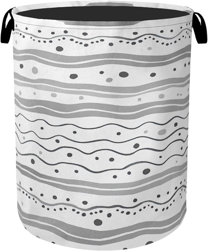Grey Lines Laundry Basket - Heavy Duty 60L Dirty Clothes Organizer, Water Resistant Foldable Hamper for Men Women
