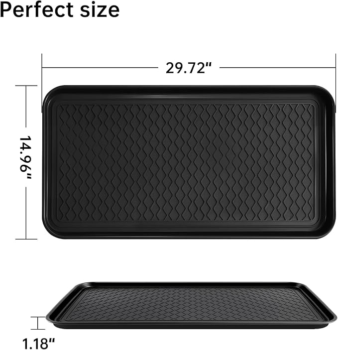 Boot Tray for Entryway, 3 Pack Waterproof Shoe Trays for Indoor Outdoor Use 30"x15" Durable Shoe Mat with Raised Edge, Non-Slip Tray for Boots, Pets, Garden & Muddy Shoes