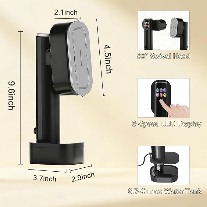 Travel Steamer for Clothes,Led Display with 6 Modes,1300W Powerful Garment Steamer,Clothes Steamer Handheld, Portable 2-in-1 Travel Iron for Clothes,200ml Lager Tank &15S Fast Heat-up for Travel Home