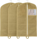 50" Garment Bags for Hanging Clothes, Pack of 3 Suit & Dress Covers for Storage and Travel, Long Gown Bags with Zipper, Warm Mocha
