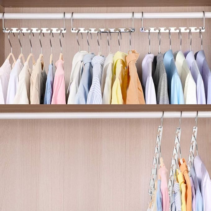 Metal Magic Hangers Space Saving Clothes Hangers Closet Space Saver Clothing Hanger Oragnizer for Wardrobe Space,Wrinkle-Free Clothes（Pack of 4）