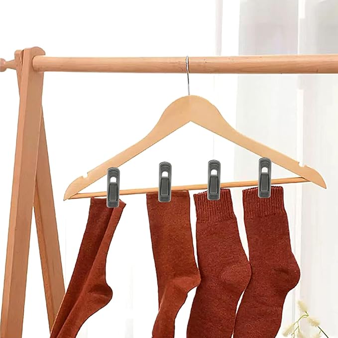 Litoexpe 20 Pcs Grey Velvet Hangers Clips, Pants Hangers Velvet Clips, Strong Finger Flocked Clips for Thin Felt Hangers