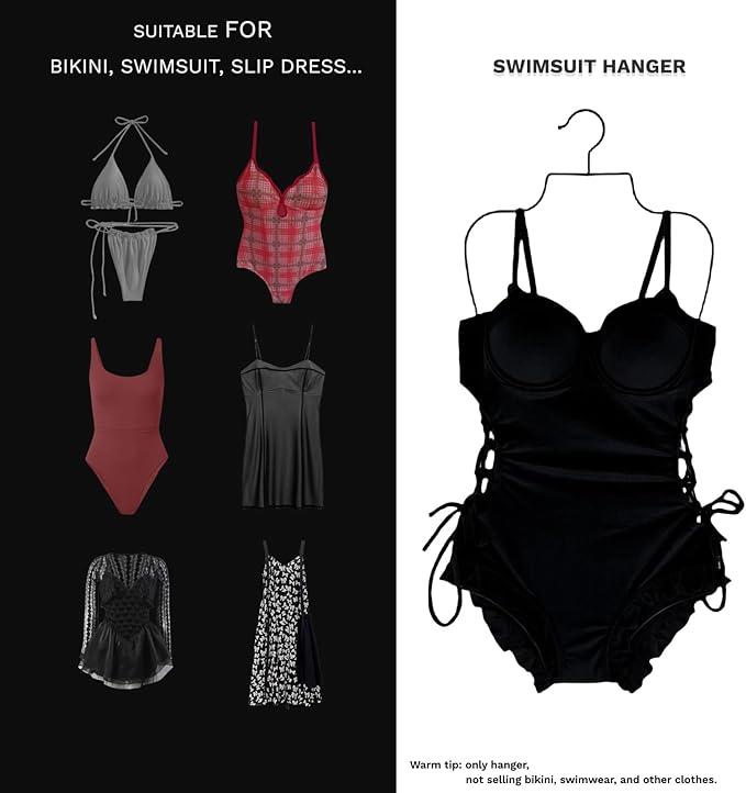 Body Shape Swimsuit Bikini Hanger Wire Display Hangers for Lingerie Bathing Suits Swimwear Clothes Coat (20, Black)