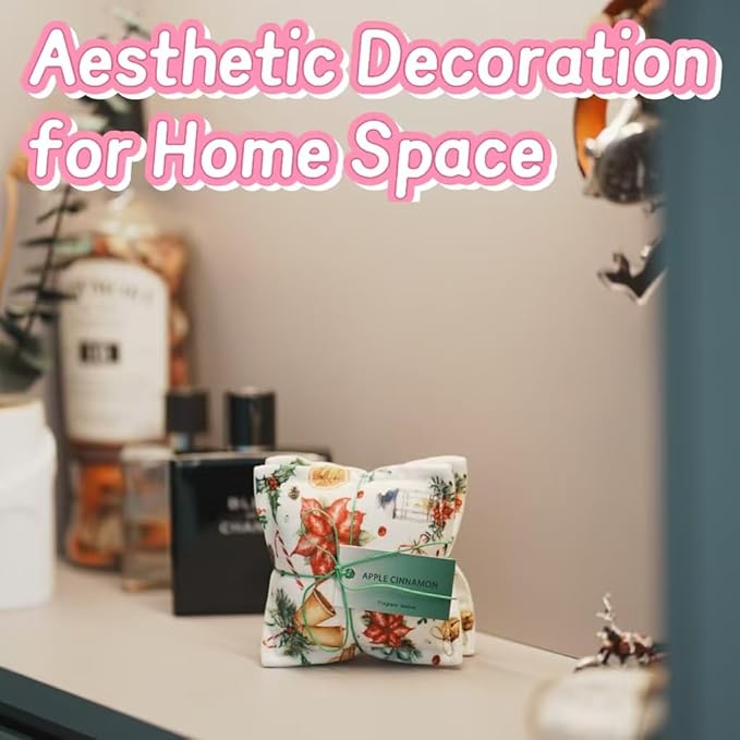 AUCUDA 4pcs Apple Cinnamon Sachet Bags for Spring Decorations Drawers and Closets, Scented Potpourri Packets for Women Outfits, Fragrance Pillow for Bedroom Indoor, Fresheners for Valentine‘s Day.