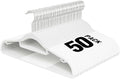 Plastic Hangers 50 Pack, 16.5 in Heavy Duty Clothes Hangers with 360° Swivel Hook, Non-Slip Bar & 0.2" Ultra-Slim Space-Saving Closet Organizers for Coats, Pants, Suits, Shirts, White