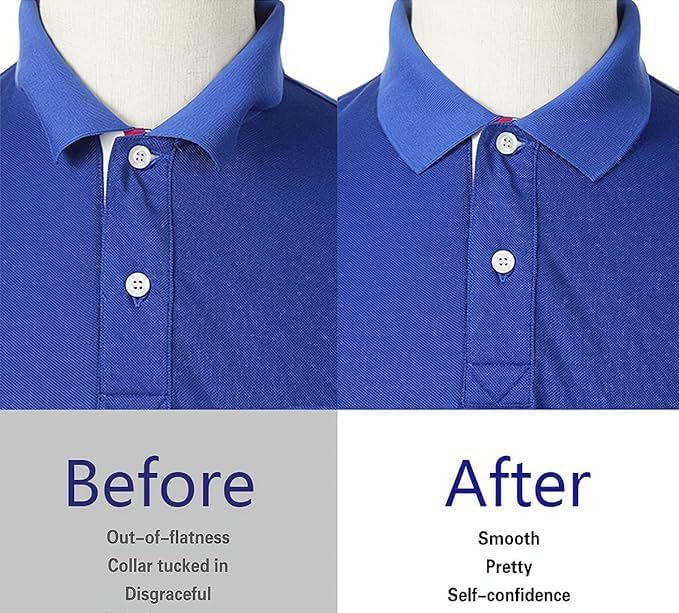 Collar Stays for Shirts & Polo’s. Fashion Hack for Plastic Collar Stay 24hr Hold, Polo Shirt Collar Fixed (120 Dots)