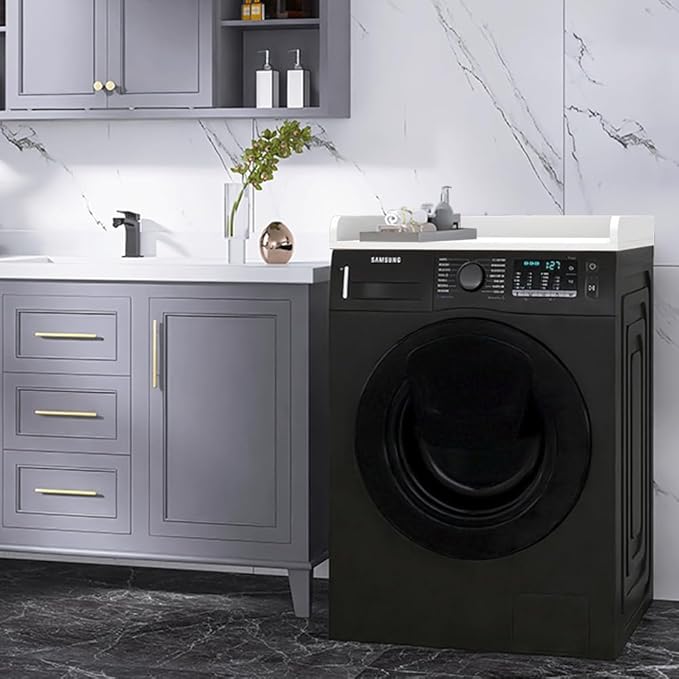 Washer Dryer Countertop Only, 27.5" x 27.5" Laundry Room Countertop for Folding, Washer and Dryer Countertop Single with Non-Slip Pads, Easy Install Washer and Dryer Topper with Edge Rails White