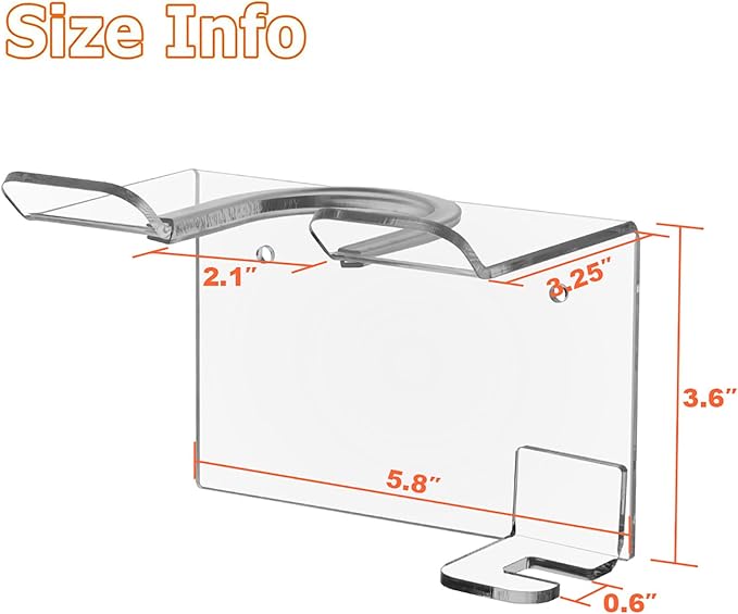 Cosmos Wall Mount Shelves Hair Dryer Holder Acrylic Blow Dryer Storage Rack Multi Functional Bathroom Storage Organizer with Screw Set for Hotel Room Salon Barbershop (Transparent Clear)