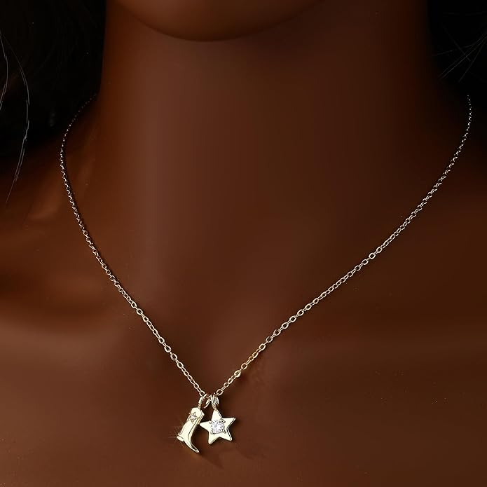 Chunky Gold Necklace for Women Gold Evil Eye Cowboy Pendant Necklace Dainty Paperclip Chain Vintage Luck Amulet Choker Necklaces Celestial Jewelry Gift