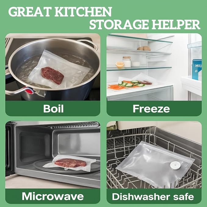 Compact Vacuum Sealer Bags,Reusable double zipper small vacuum storage bags.(8.3 * 8.7inch) 30pcs