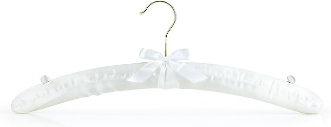 HANGERWORLD 5 Pack of White Satin Padded Hangers, 17inch Bridesmaid Bridal Bride Hanger for Wedding