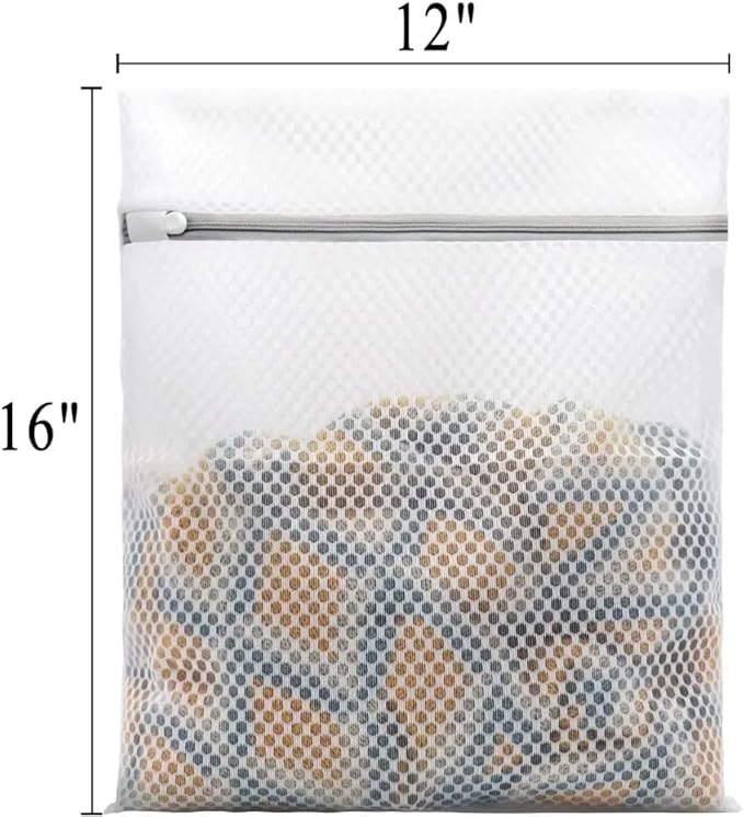 3-Pack Mesh Laundry Bags for Delicates (12x16 in, Medium) – Durable Honeycomb Wash Bags with Zipper – Protect Lingerie, Socks, Baby Clothes & Bras – Reusable for Laundry & Travel