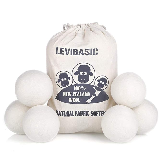 Wool Dryer Balls 6 Pack XL, 3" Genuine New Zealand Wool to Core, 100% Organic Fabric Softener Alternative, Baby Safe & Chemical Free, Reduce Wrinkles & Shorten Drying Time (White-6pcs)