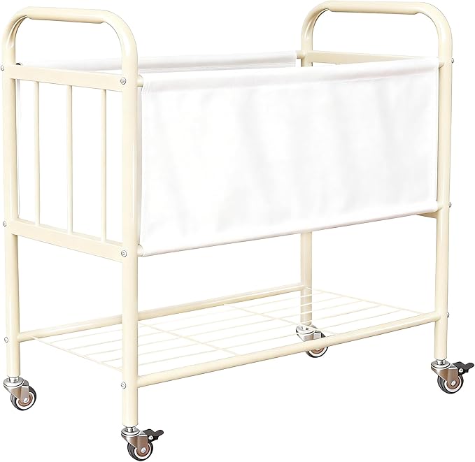laundry basket with wheels, rolling laundry basket dirty clothes hamper storage cart, double laundry hamper for Bedroom, Laundry Room, Closet, Bathroom, College, 85L Large capacity (White)