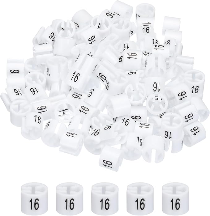 MECCANIXITY Clothes Hanger Marker Colored Hanger Sizer Garment Markers Tag (Number 16, White) for Garment Clothing Color Coding, Pack of 150 Pcs