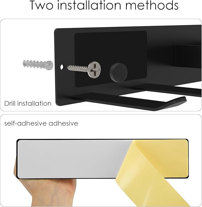 Hair Dryer Holder Wall Mounted, Self Adhesive Blow Dryer Holder, Hair Tool Organizer for Hair Dryer, Curling Wands (Black)