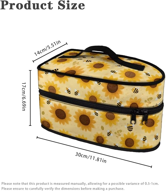 Yellow Sunflower Print Steam Iron Case Portable Travel Iron Organizer Handheld Steamer Holder with Handle Waterproof Travel Accessories, Case Only