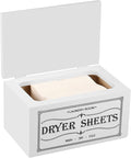 Dryer Sheet Holder and Lid, Dryer Sheet Container, Laundry Pods Dispenser, Rustic Farmhouse Dispenser Laundry Room Decor Accessories, 7.9x4.9x4.3in (White)