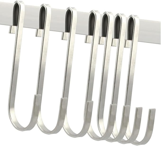 10pcs Stainless Steel Flat Hooks S Hooks Hangers for Kitchenware, Pots, Utensils, Plants, Towels, 5" L Size