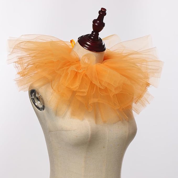 BLESSUME Victorian Retro Mesh Neck Ruff Ruffle Collar Layered Clown Neck Collar