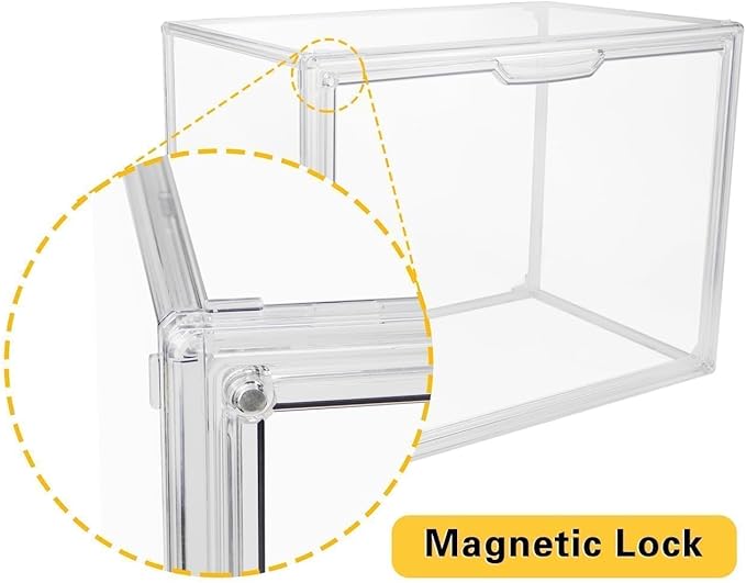Large Clear Stackable Plastic Storage Bins with Door, Dustproof Figures Collectibles Display Case, Football & Motorcycle Helmet Showcase, Basketball, Memorabilia Organizer Box (XL, Count, 1)