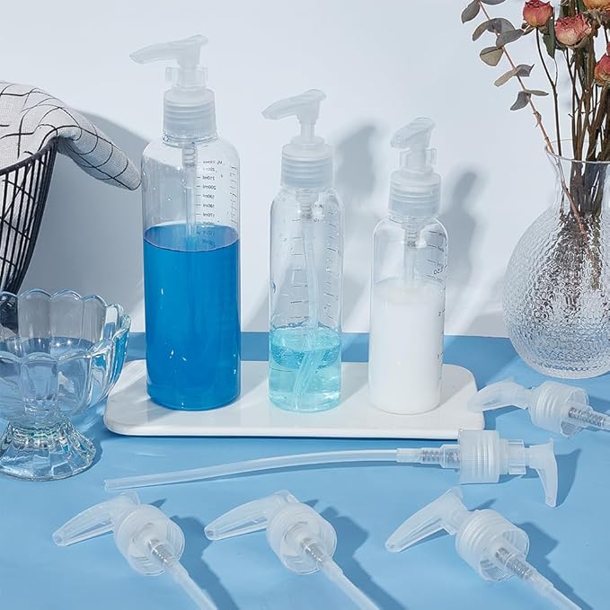 BENECREAT 12 Packs Plastic Replacement Pumps, 24-410 Thread/Neck Locking Clear Dispenser Replacement Pump Lotion Pumps for Soap, Lotion, Shampoo, Kitchen and Bathroom