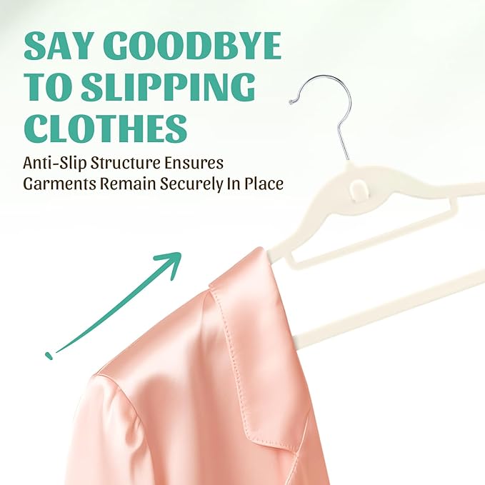 Velvet Hangers 30 Pack with 360° Swivel Hook, Ivory Non Slip Hangers for Clothes with Cascading Hooks, Thin Hanger Space Saving, Heavy Duty Closet Hanger for Clothes, Coats, Suits, Dress, Pants
