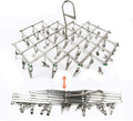 Seven Stainless Steel Socks Drying Rack with 35 Clips, Rustproof Clothes Hanger Washing Line Windproof Hanging Dryer for Socks Underwear Towels Scarves Shirts Etc.