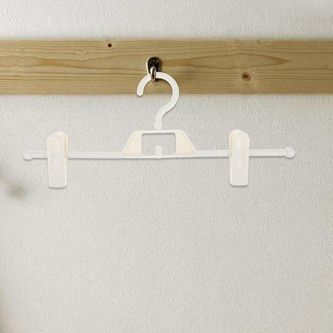Garneck 5pcs Telescopic Trousers Hanger Jeans Hangers Space Saving Pants Hanger Closet Drying Rack Non-Slip Clip Coat Hangers Wardrobes Clips Storage Rack Underwear Child White Plastic