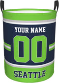 Custom Seattle Laundry Hamper Personalized Laundry Basket Customized Name And Number Collapsible Storage Basket for Bedroom Bathroom Living Room Gifts