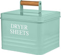 Calindiana Modern Farmhouse Metal Laundry Dryer Sheets Holder Fabric Softener Dispenser with Lid for Laundry Room Decor and Accessories and Space Saving Laundry Room Organization and Storage, Mint