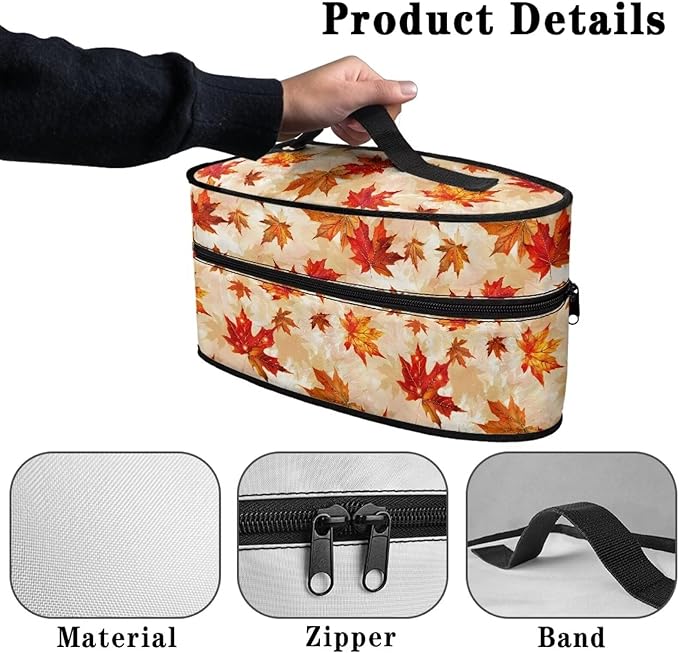 Autumn Maple Leaves Steam Iron Storage Case with Zipper Closure Lightweight Reusable Iron Storage Bag for Clothing Store