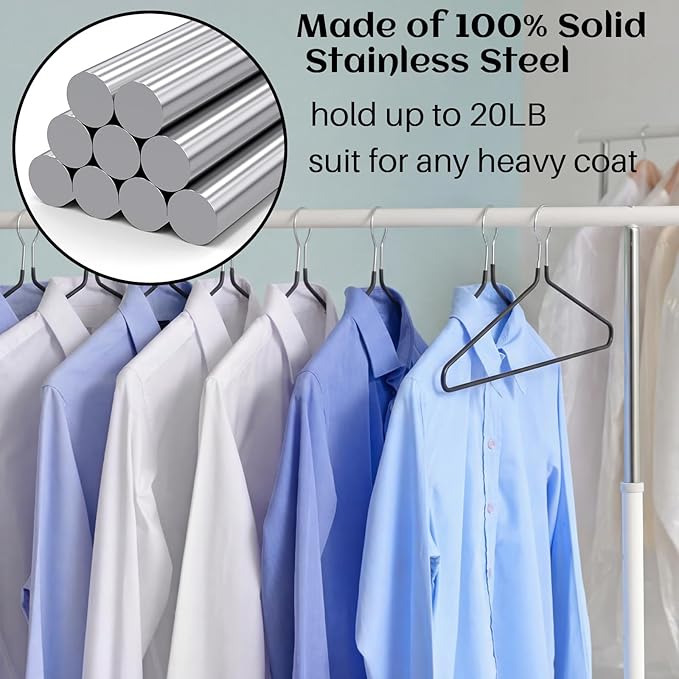 Leinuosen 12 Pack Anti-Theft Security Hangers 17 Inch Heavy Duty Chrome Metal Hanger Closed Loop Suit Hook Suitable for Suits Coat Jacket for Hotels Retail Rvs Stores Gyms (Black,Rubber Coating)