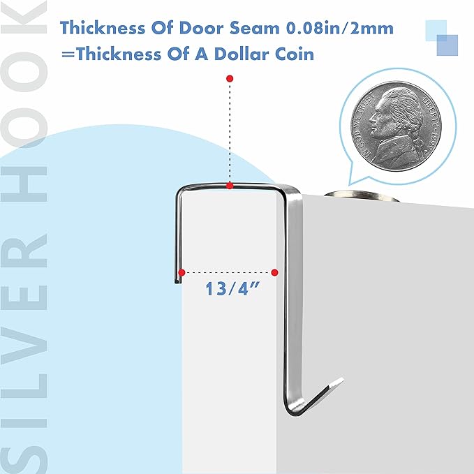 10 Pack Over The Door Hook, Sturdy Over Door Z-shaped Metal Hanger Heavy Duty Metal Hook Upgraded for Hanging, Towels, Clothes, Bags, Cubicle, Bathroom Use Fits 1 3/4 Inch Thick Doors (Silvery)