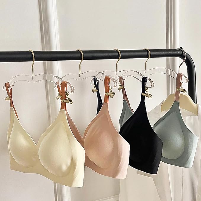 Besser Acrylic Underwear Bikinis Hanger,Acrylic Bralettes Hangers Rack Bras with Gold Hook,Lingerie Bikini Clear Hanger for Bras,Tank Tops 10 Pcs