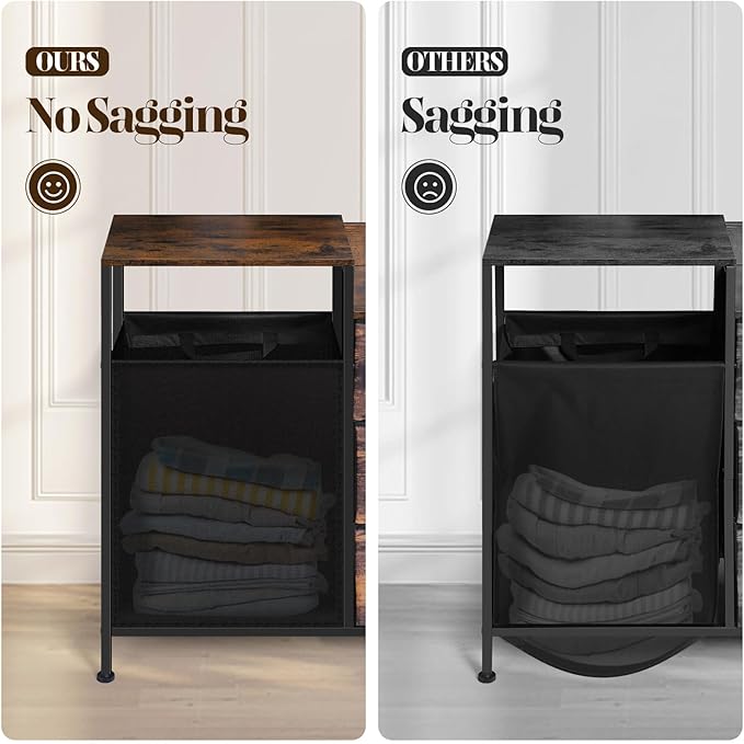 Laundry Hamper with Top Shelf, Laundry Basket Organizer with 1 Large Removable Dirty Clothes Bag & 3 Pull-Out Cloth Drawer, Dirty Clothes Hamper Organizer for Laundry Room Bathroom and Dorm